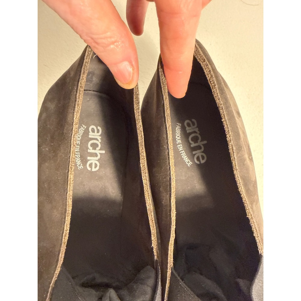 Arche LN Brown Suede Wedge Pumps Made in France Elastic Gore Slip On Shoes 42/11 - Picture 7 of 8